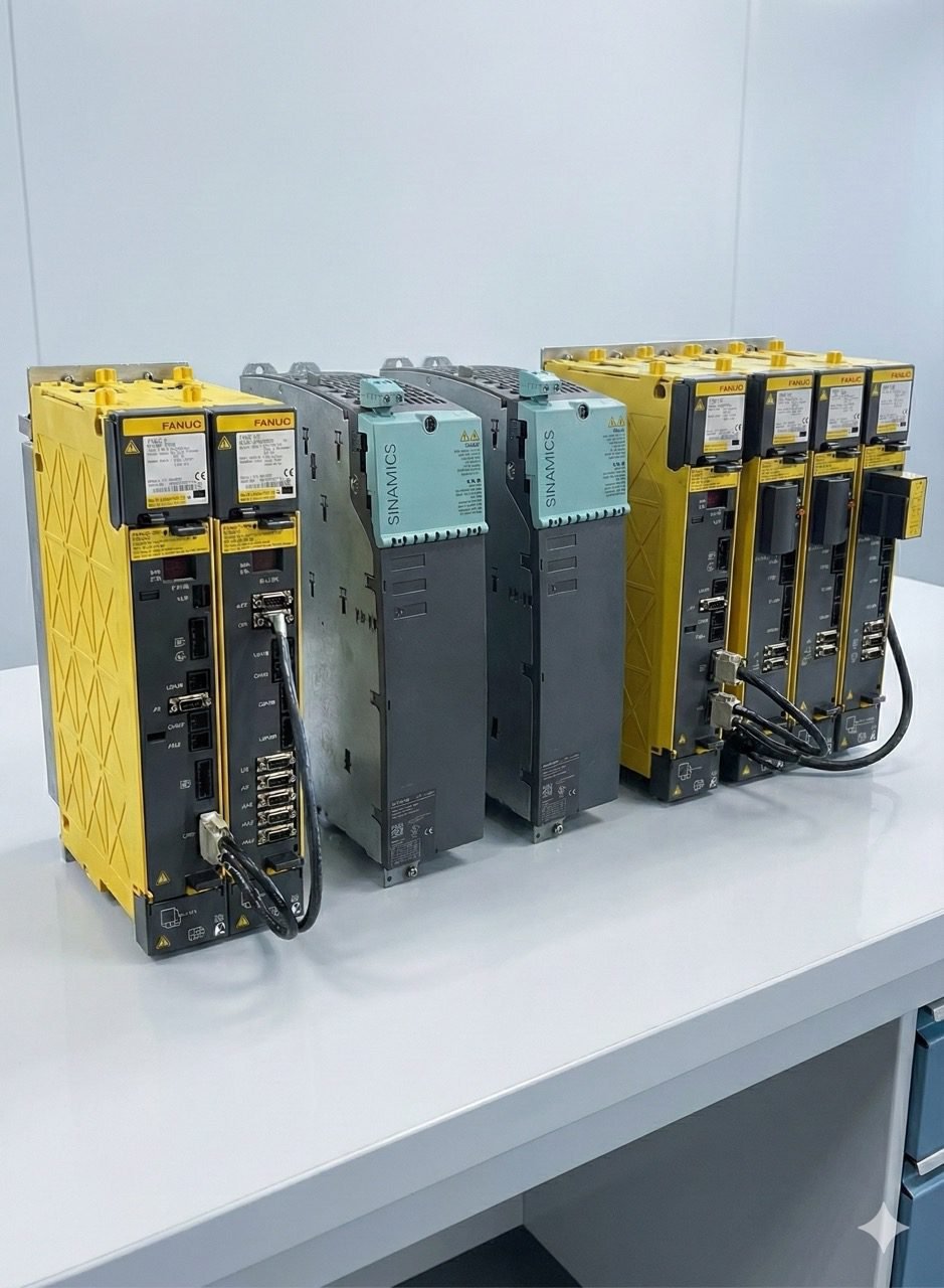 Manutenção em Drive CNC industrial realizada por técnicos especializados, com diagnóstico eletrônico avançado, análise de circuitos de potência e controle, reparo de componentes críticos, ajustes técnicos e testes funcionais completos para garantir controle preciso de motores, estabilidade operacional, eficiência energética e confiabilidade contínua em máquinas CNC e equipamentos industriais.