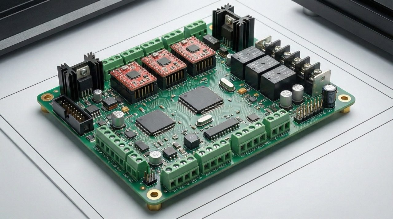 Manutenção de Placa Eletrônica industrial realizada por técnicos especializados, com diagnóstico eletrônico avançado, análise detalhada de circuitos, substituição e recuperação de componentes críticos, soldagem técnica de precisão e testes funcionais completos para garantir desempenho, estabilidade elétrica, segurança operacional e confiabilidade contínua em máquinas CNC e equipamentos industriais.